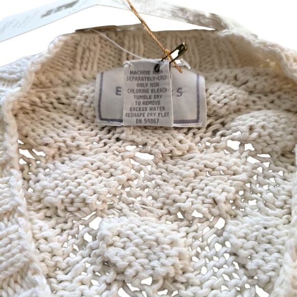 Express Tricot Cheateau Hand Knit Sweater SZ L 90s Style Cream Cottagecore NOS - Picture 4 of 7